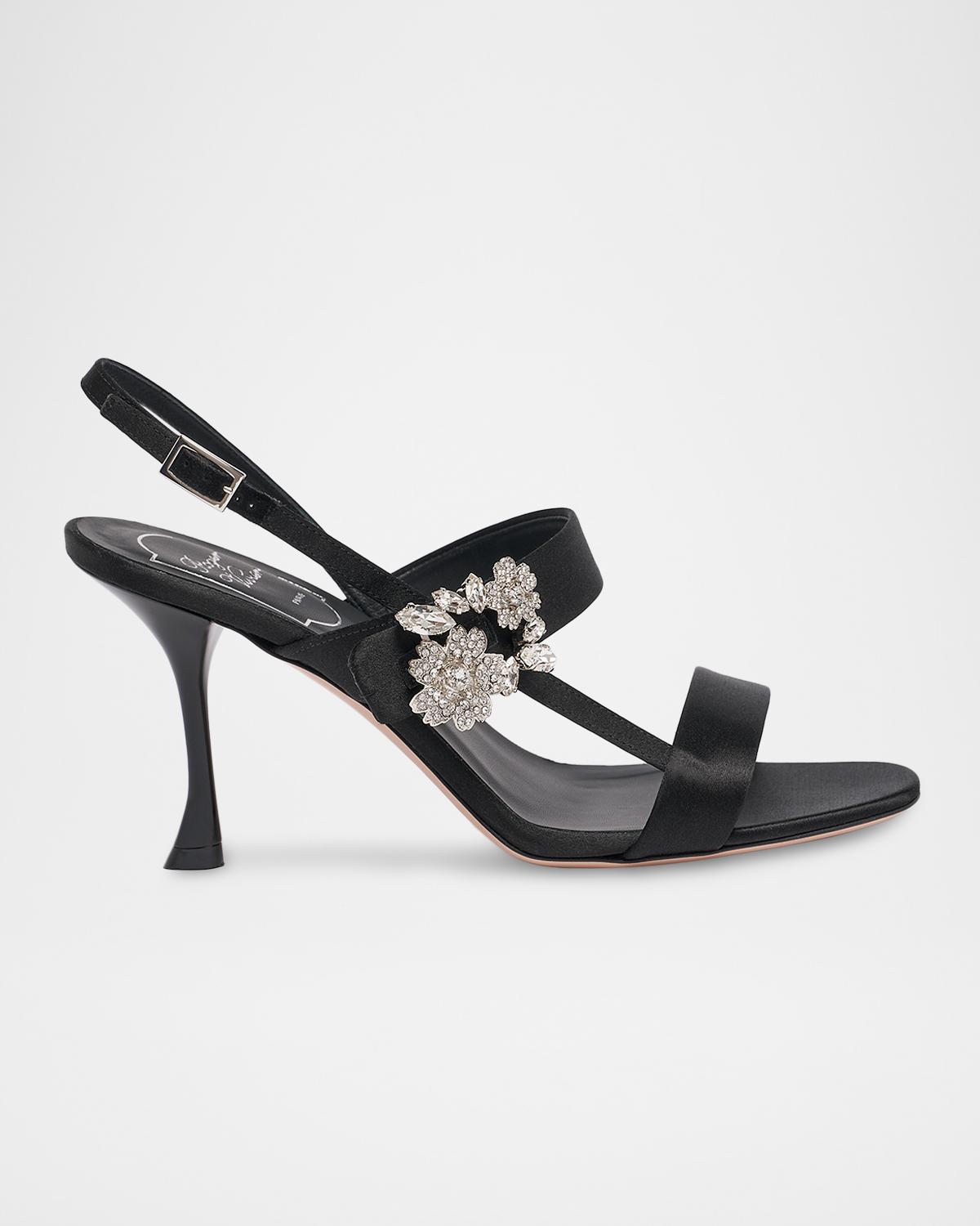 Roger Vivier 85mm Mini Bouquet Satin Slingback Sandals
