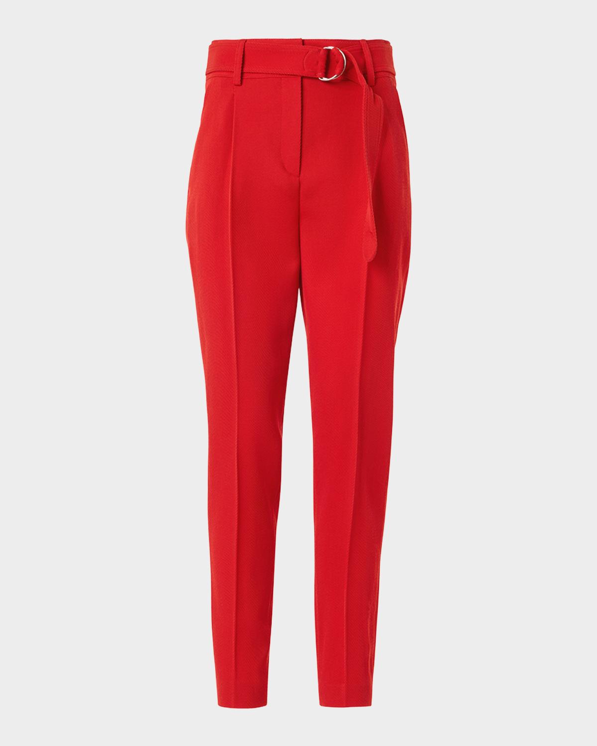 Akris punto Fred Wool Tricotine Tapered-Leg Ankle Pants With Belt