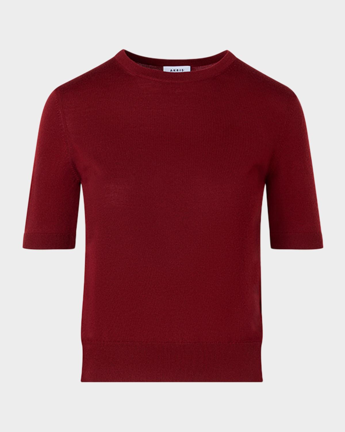 Akris punto Short-Sleeve Merino Wool-Blend Knit Sweater