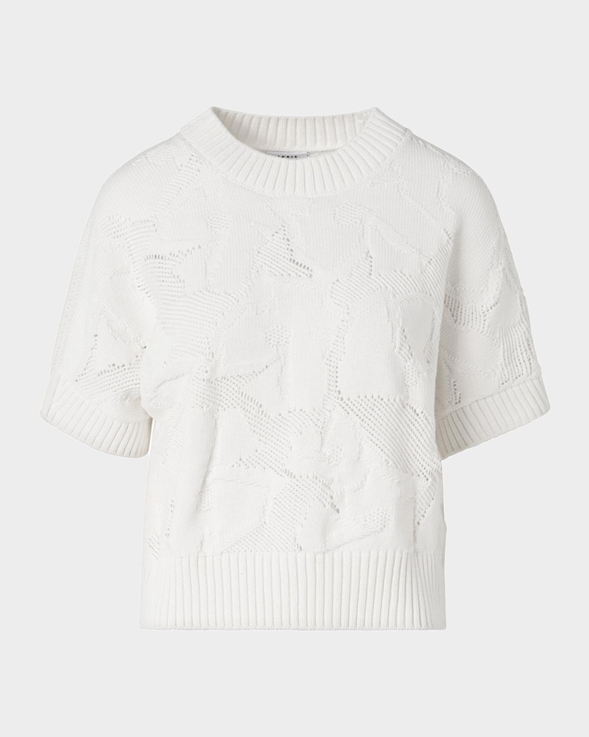 Akris punto Chunky Flower Ajour Knit Short-Sleeve Sweater
