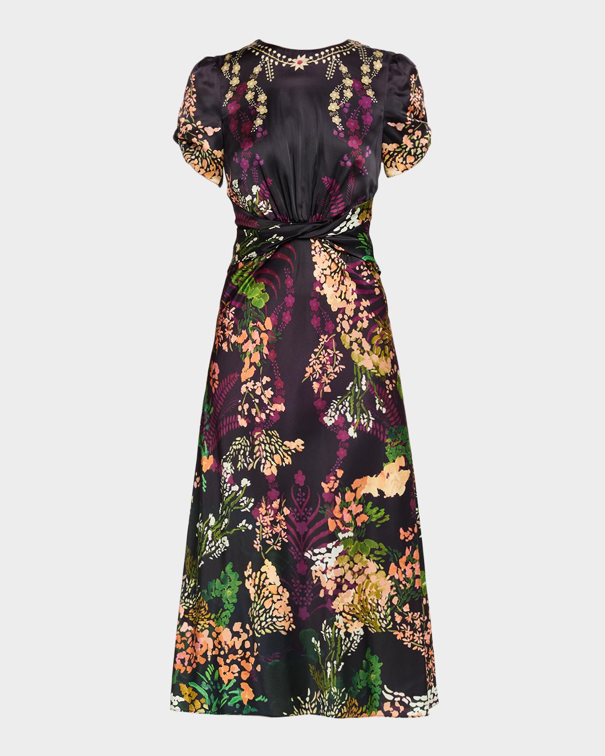 Saloni Gwen Floral Silk-Blend Dress