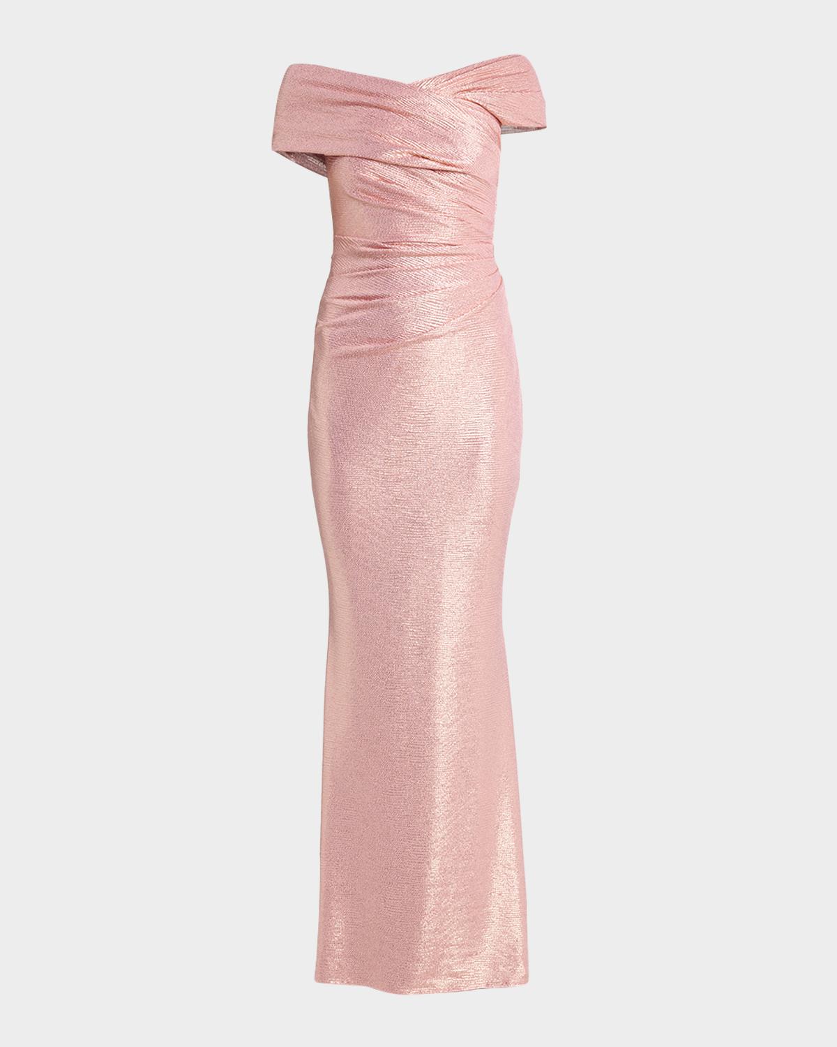 Talbot Runhof Mobina Draped Mirrorball Mermaid Gown