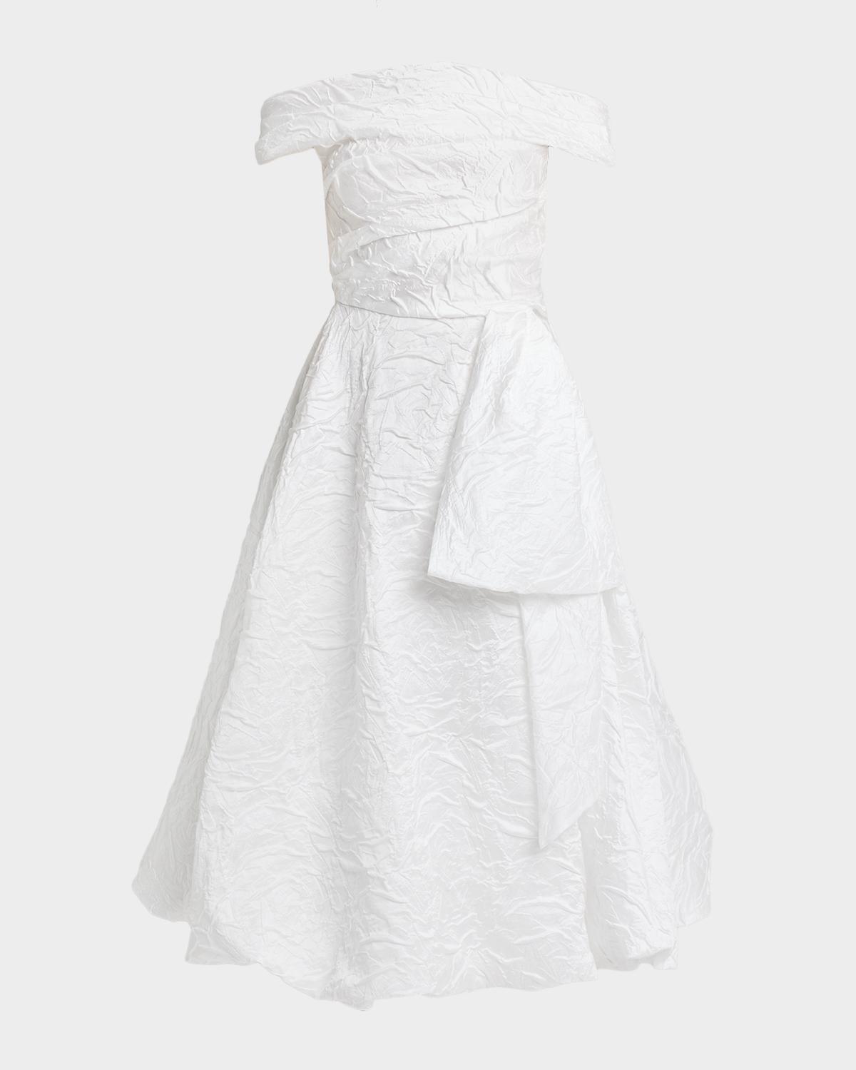 Talbot Runhof Cordero Off-the-Shoulder Floral Jacquard Midi Dress