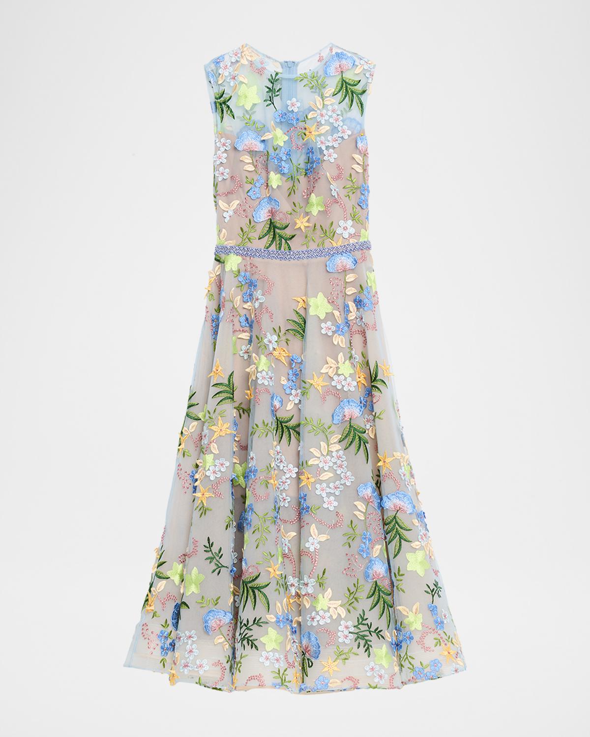 Bronx Banco Saba Beaded Floral Applique Midi Dress