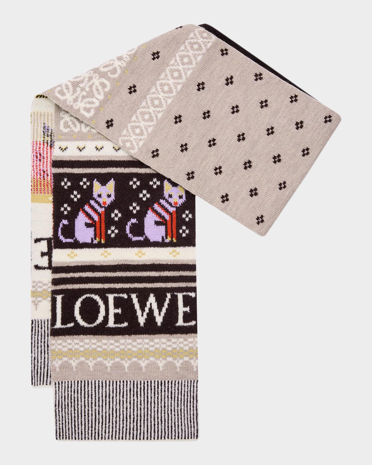 LOEWE x Louis Wain Futurist Cat Fair Isle Scarf