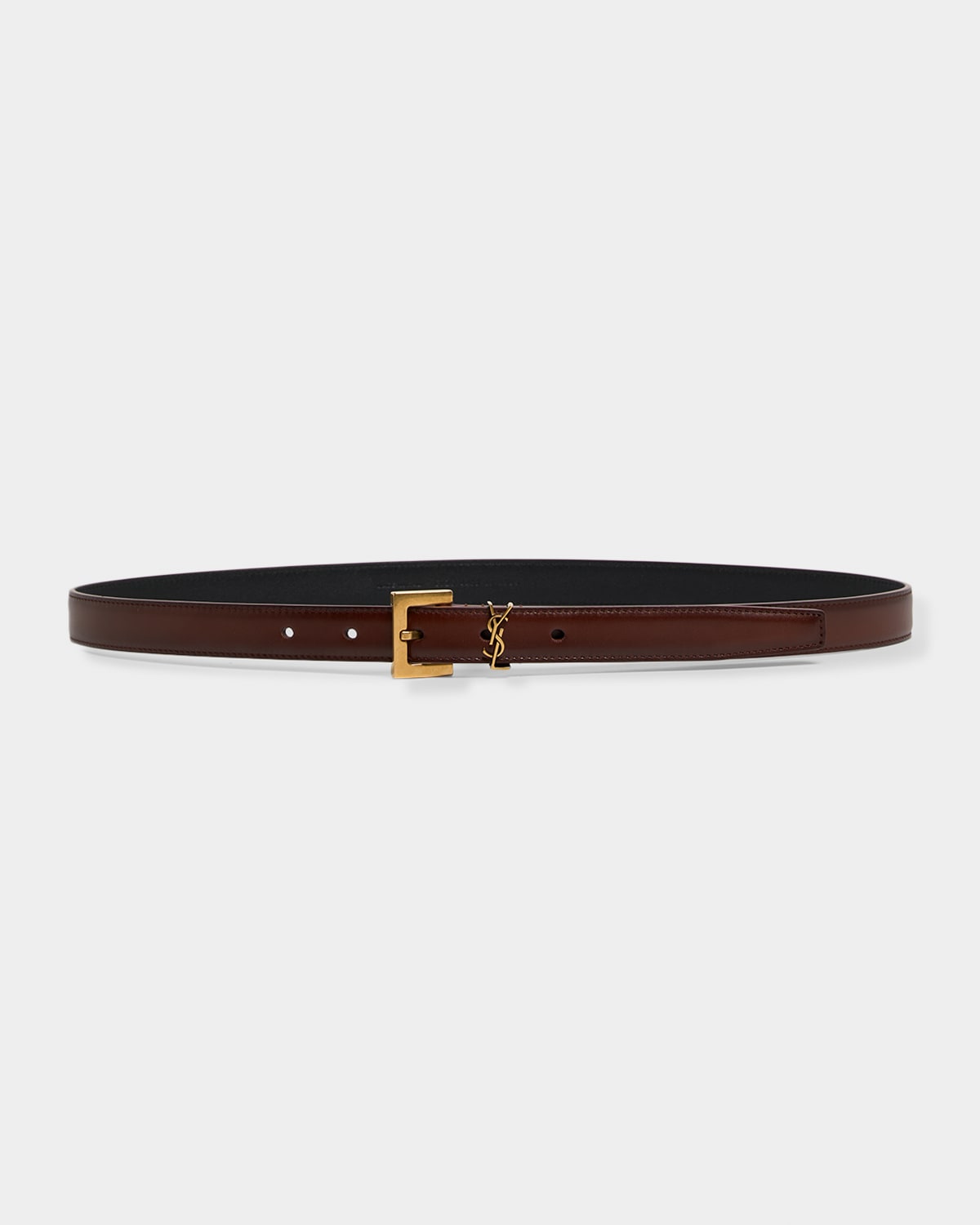 Saint Laurent Cassandre Thin Leather Belt