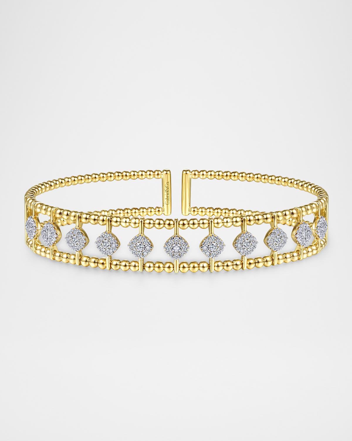 14K Yellow Gold Bujukan Diamond Cuff Bangle