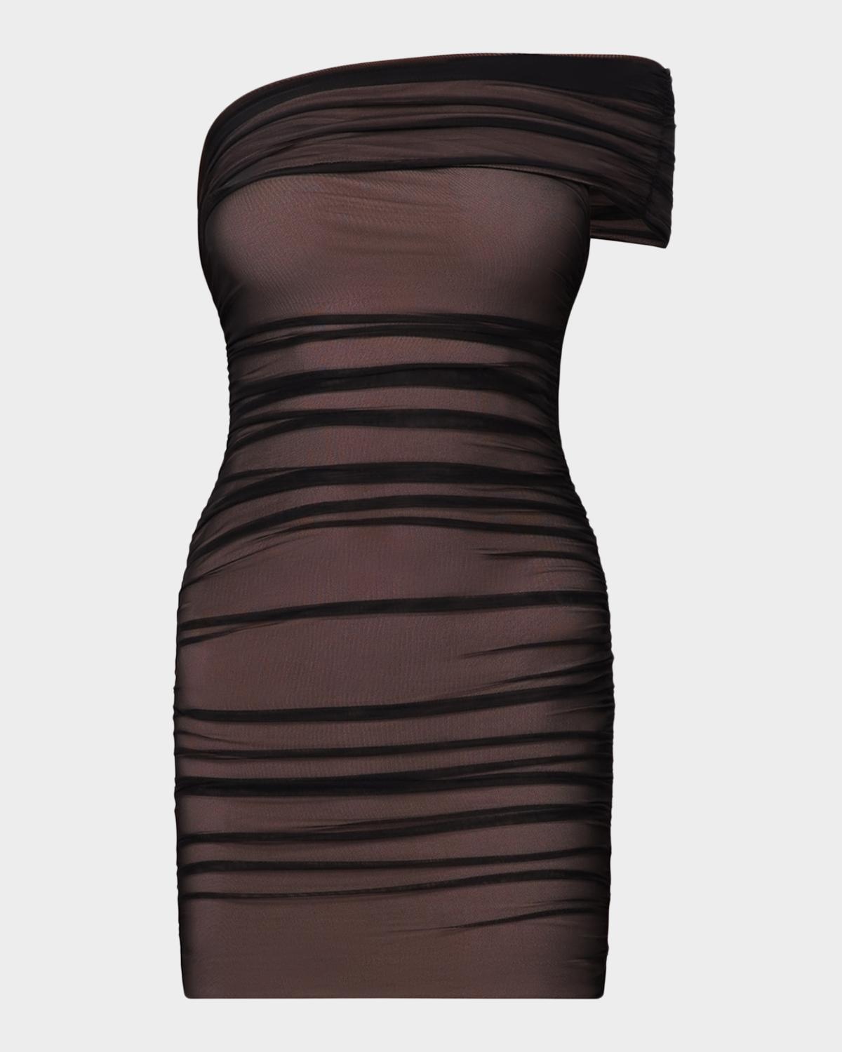 Hervé Léger The Oralie Ruched Mesh Mini Dress