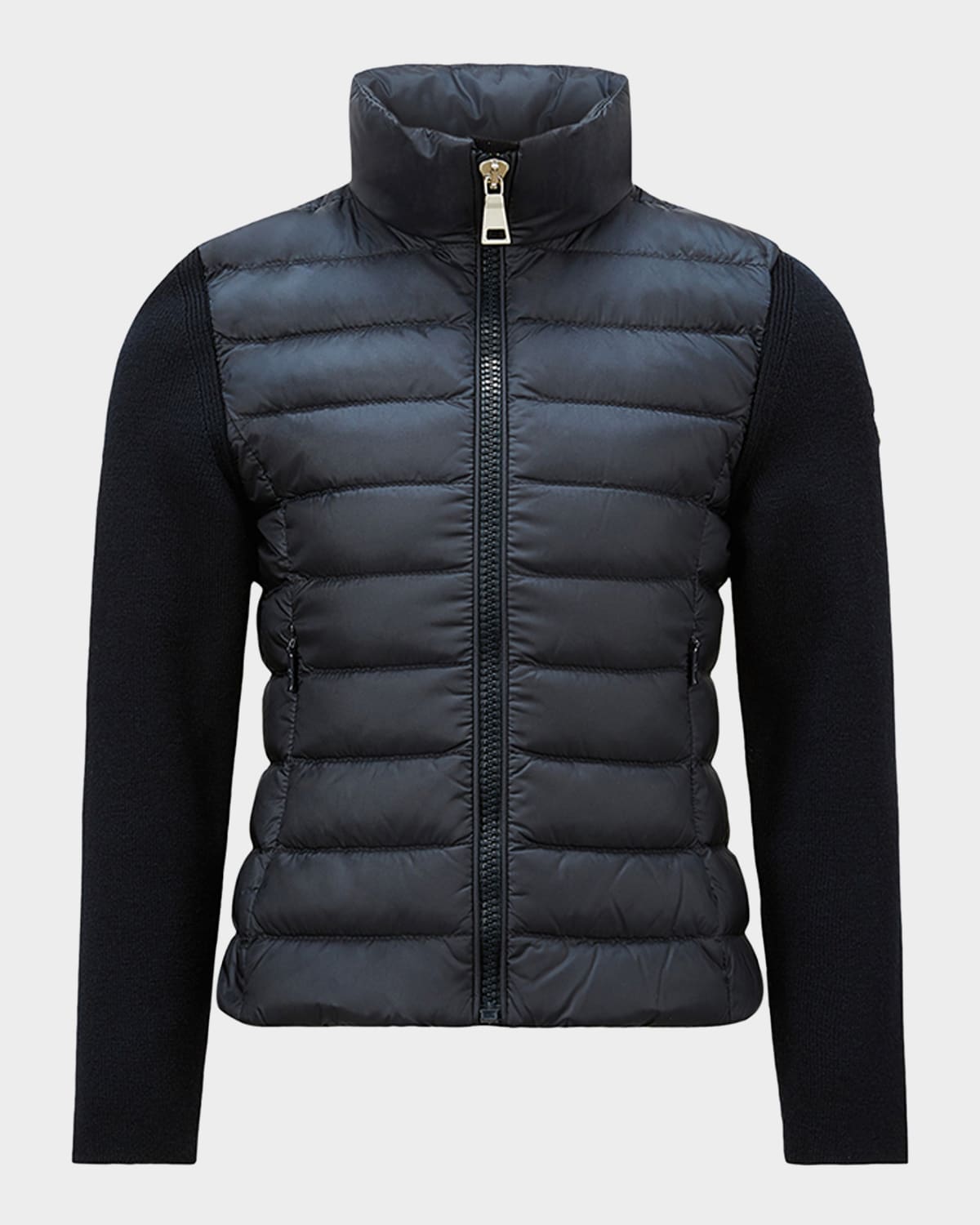 Moncler Girl 's Padded Combo Zip-Up Wool Cardigan, Size 12-
