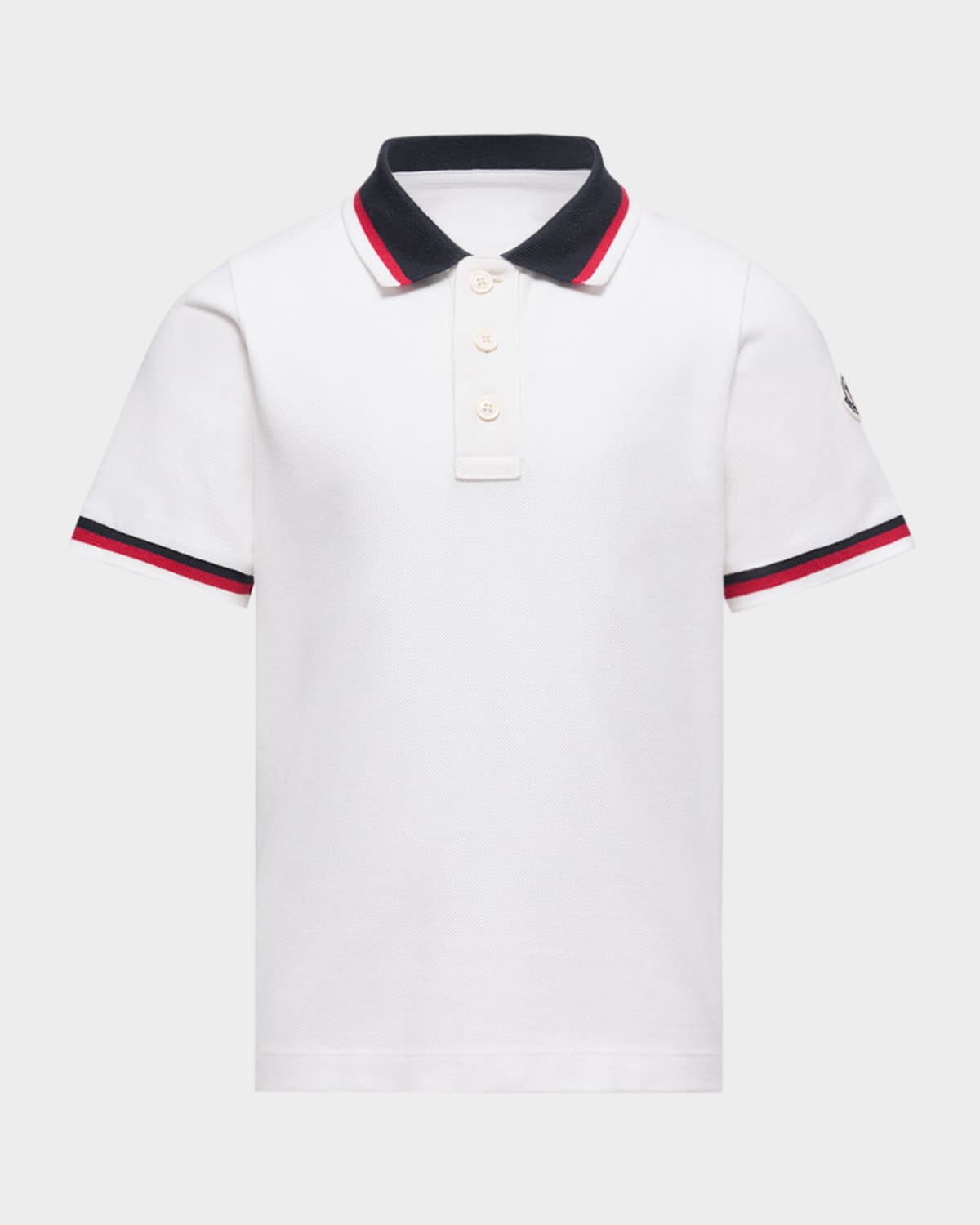 Moncler Boy 's Tricolor-Trim Cotton Polo Shirt, Size 8-