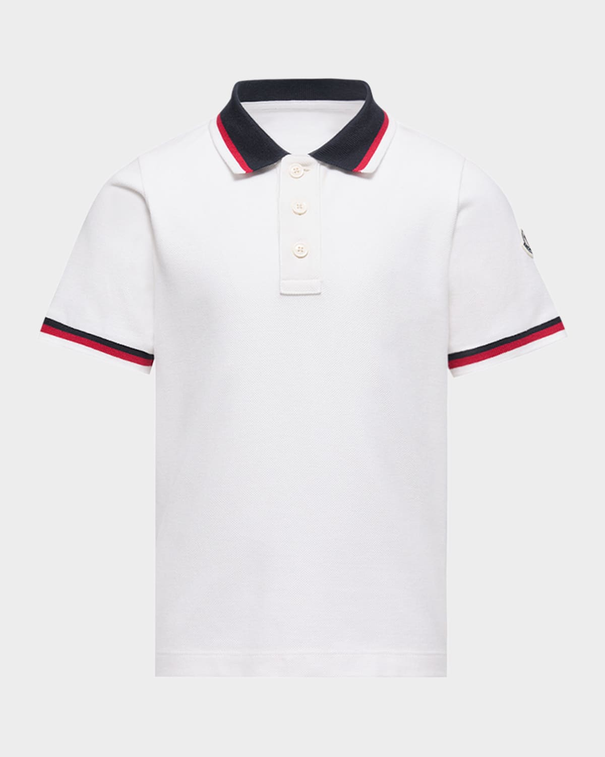 Moncler Boy 's Tricolor-Trim Cotton Polo Shirt, Size 4-