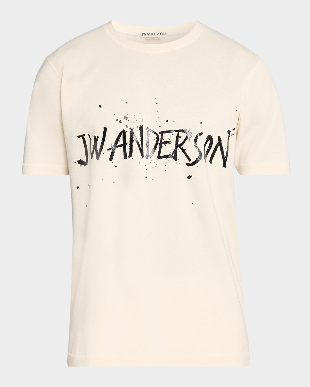 JW Anderson Men's Splatter Logo Graphic Cotton T-Shirt