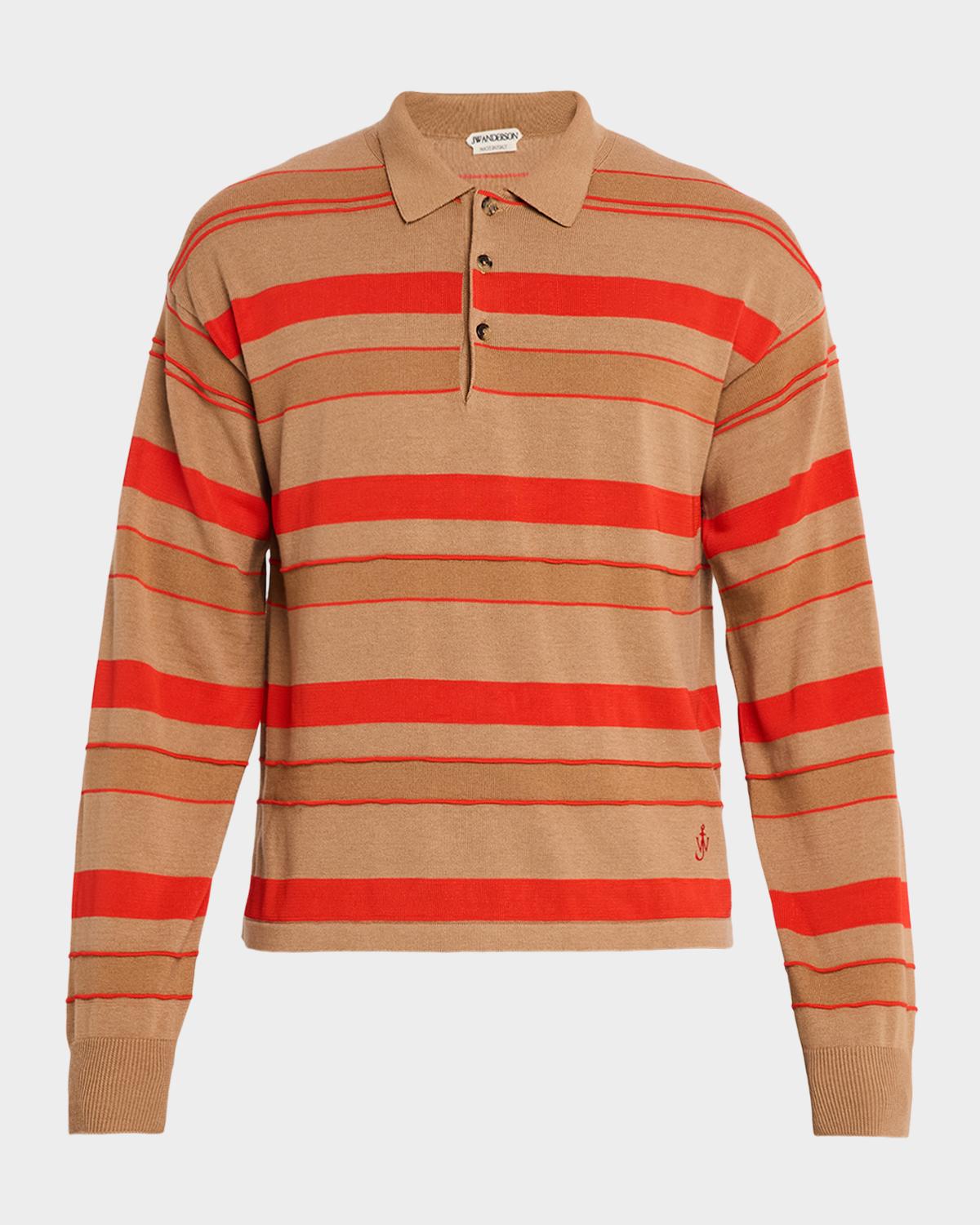 JW Anderson Men's Multi-Stripe Knit Rugby Shirt