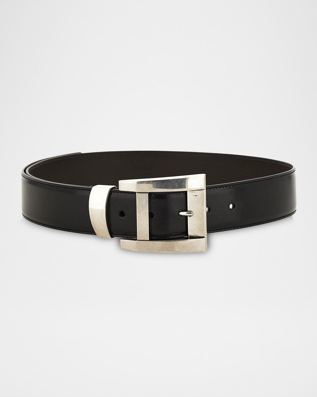 Versace Jeans Couture Men's Oversized-Buckle Leather Belt