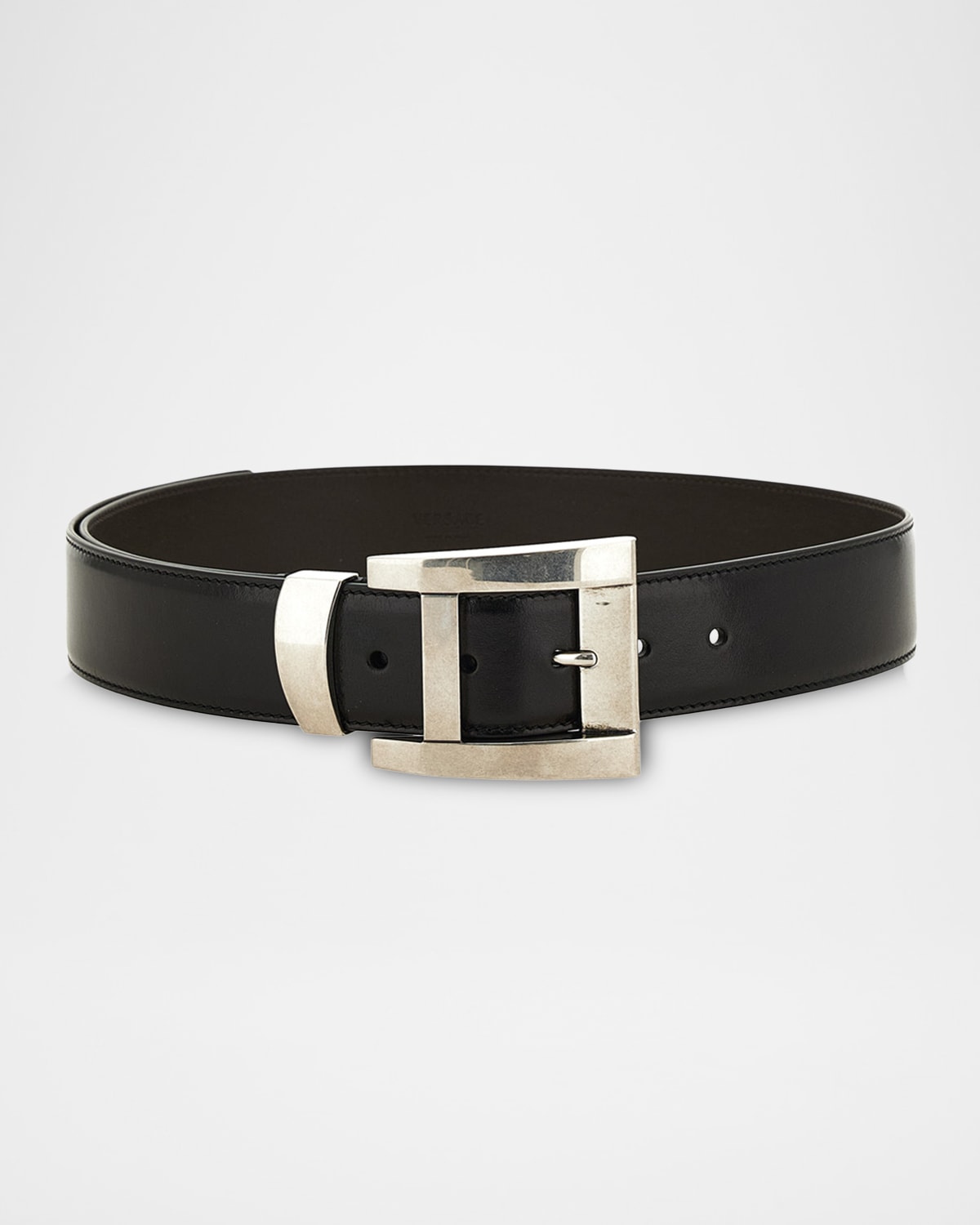 Versace Jeans Couture Men 's Oversized-Buckle Leather Belt