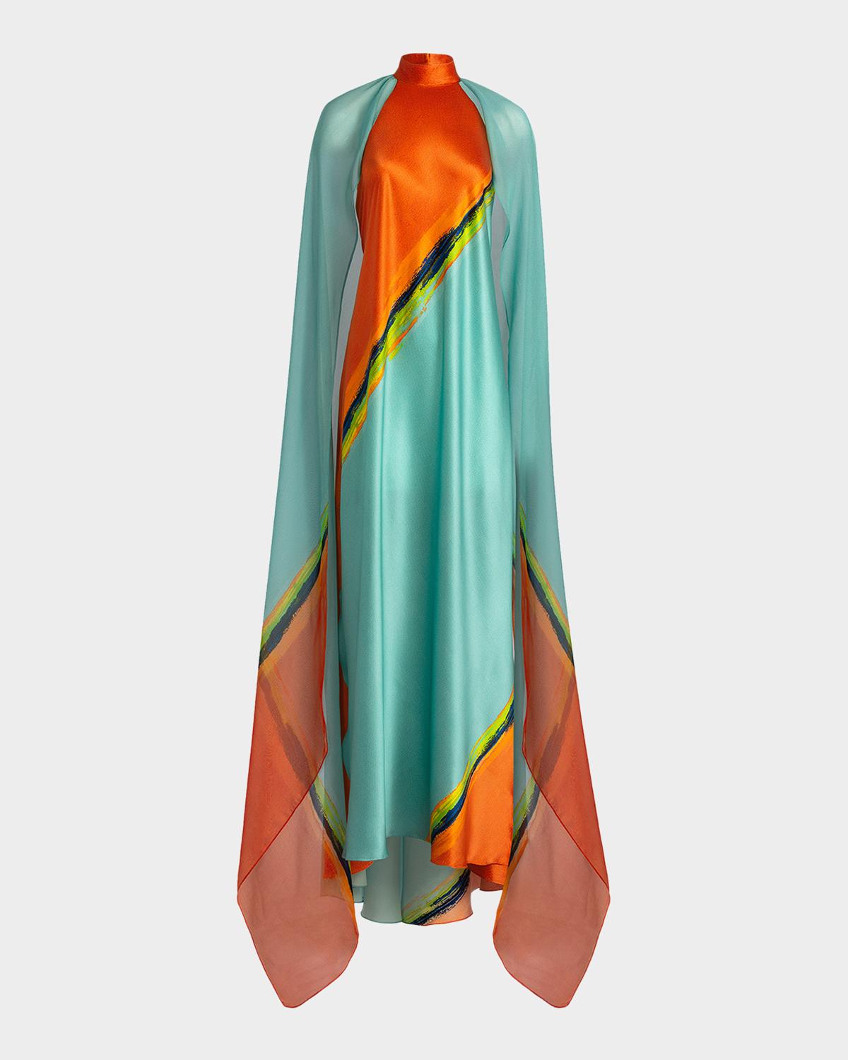 Silvia Tcherassi Sabina Cape Halter Maxi Dress