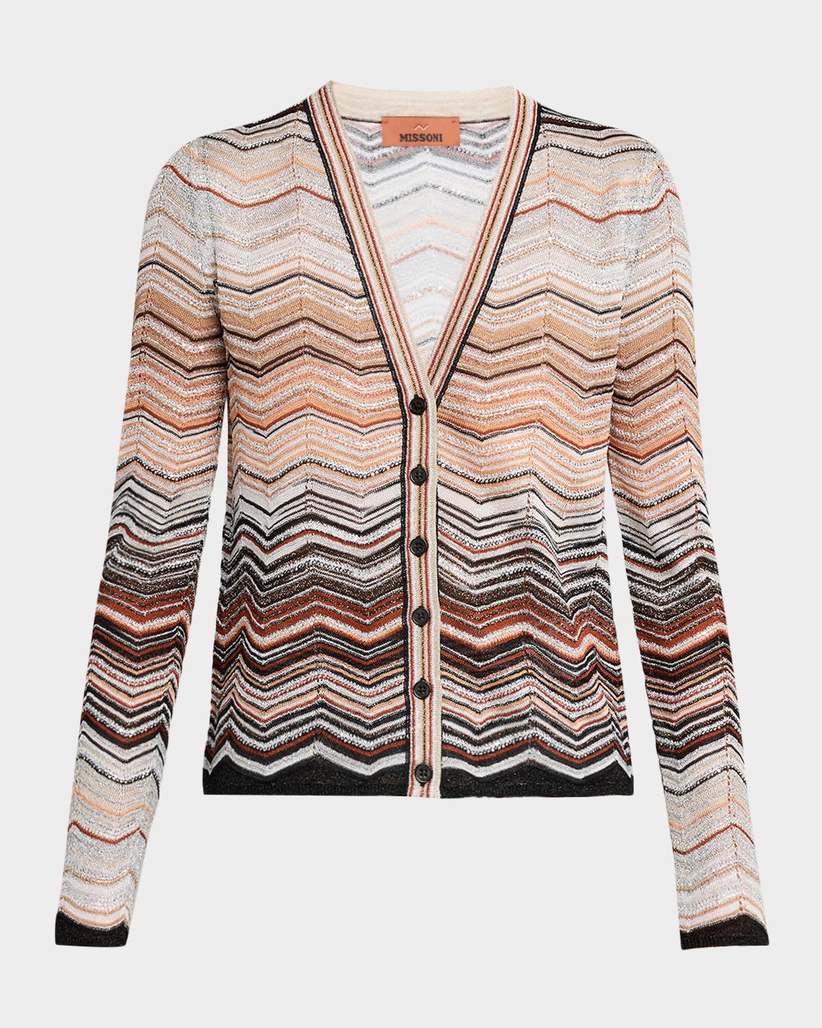 Missoni Chevron Lamé V-Neck Cardigan