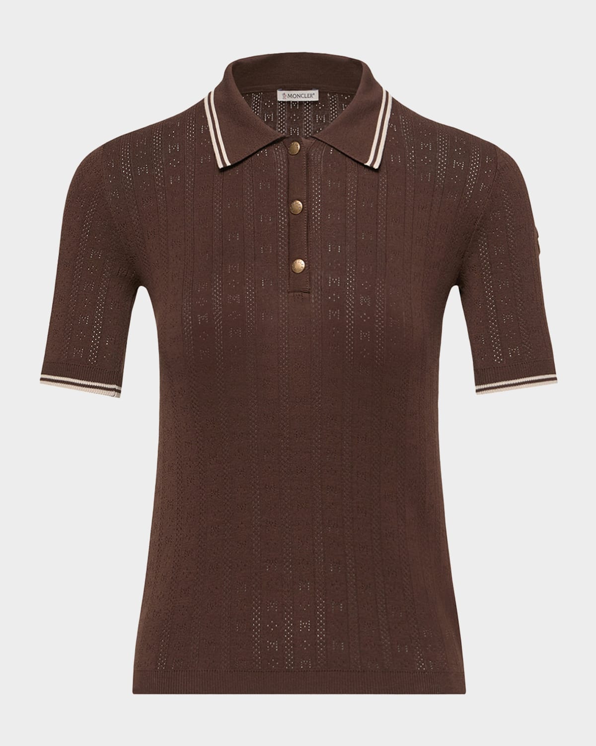 Moncler Short-Sleeve Pointelle Polo Shirt