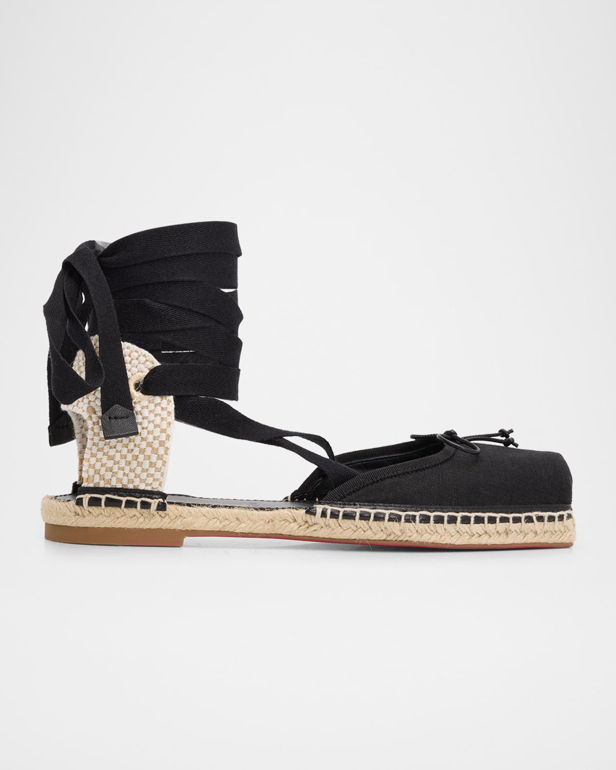 Christian Louboutin Cassiadrilla Canvas Lace-Up Espadrilles