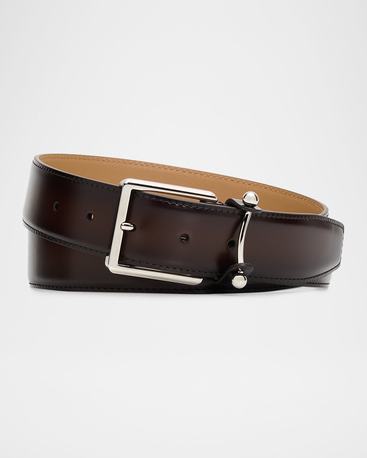 Christian Louboutin Men 's Chambeliss Patinated Leather Belt | Thumbnail 5