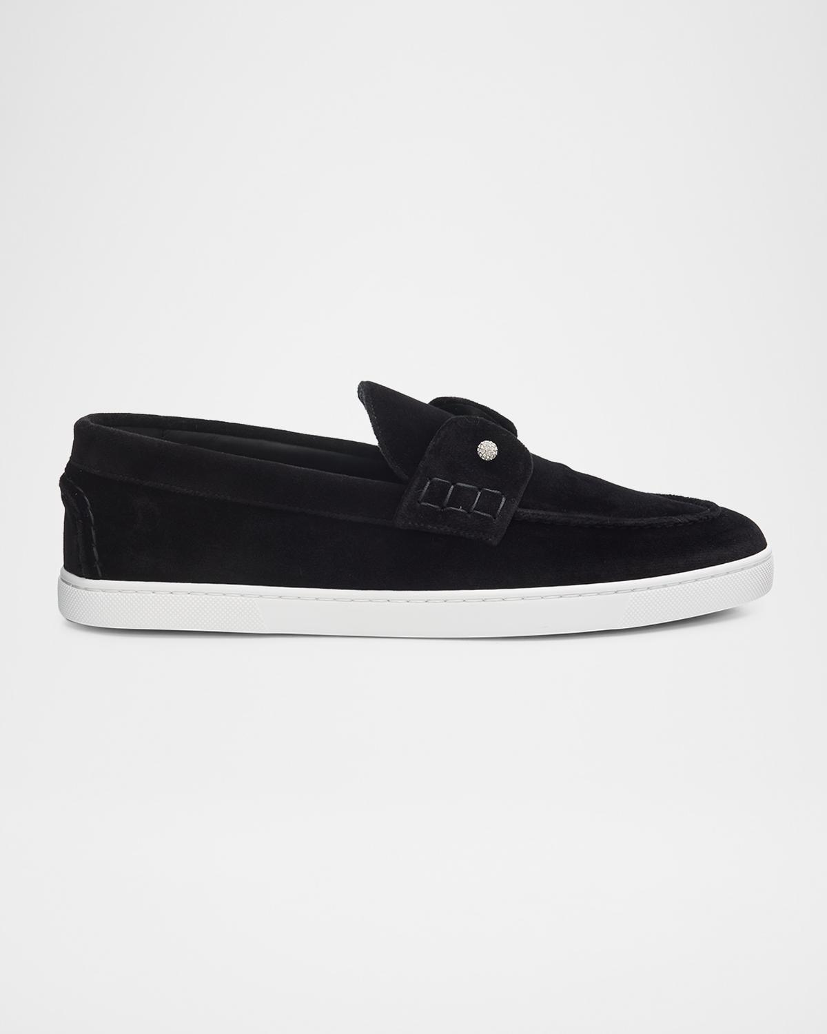 Christian Louboutin Men's Chambeliboat Night Strass Velvet Boat Shoes