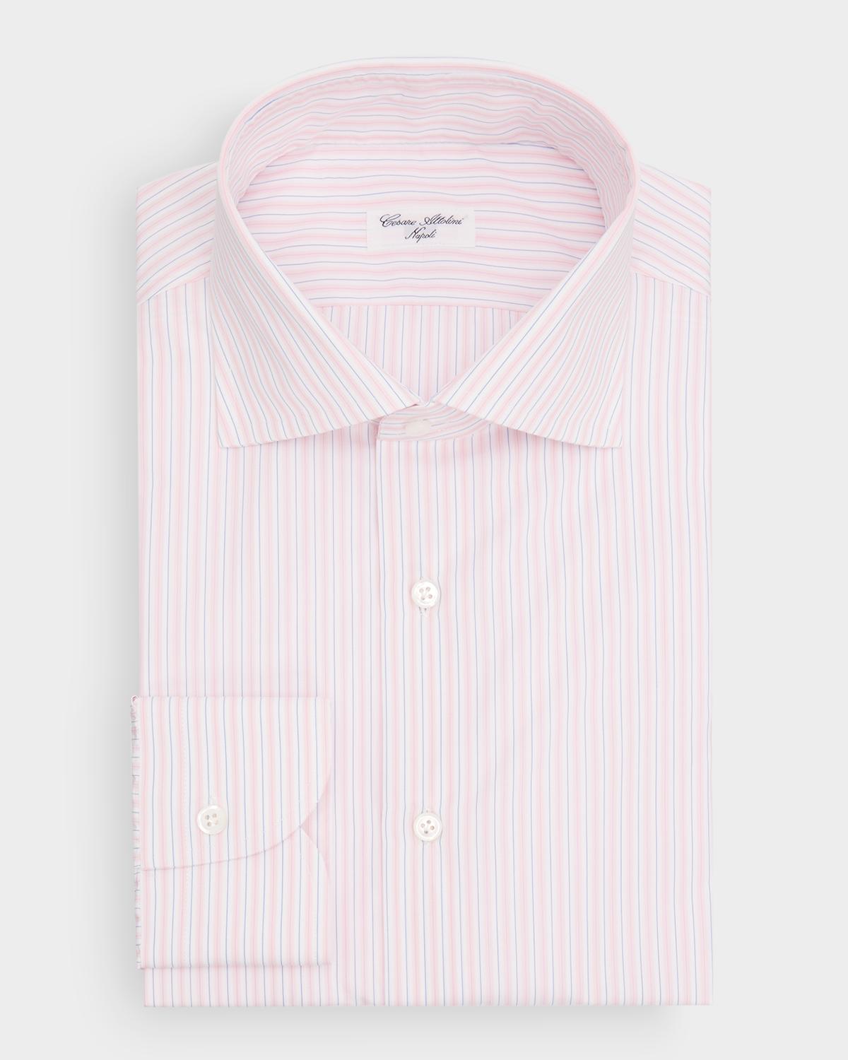 Cesare Attolini Men's Grid-Check Cotton Dress Shirt