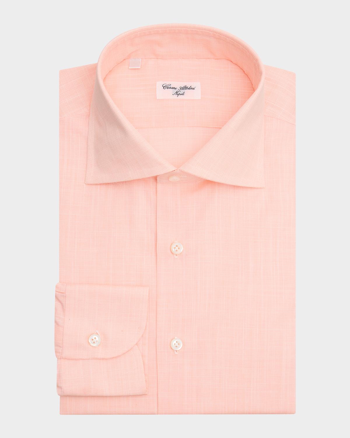 Cesare Attolini Men's Slubbed Check Cotton Dress Shirt