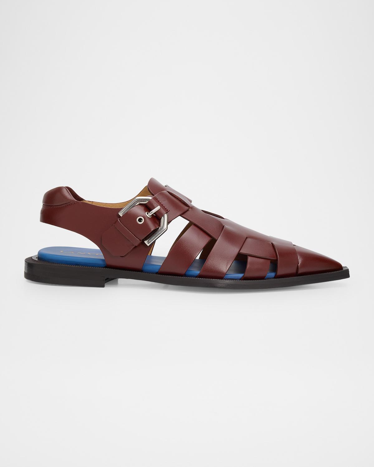 Lanvin Men's Leather Pointed-Toe Gladiator Sandals