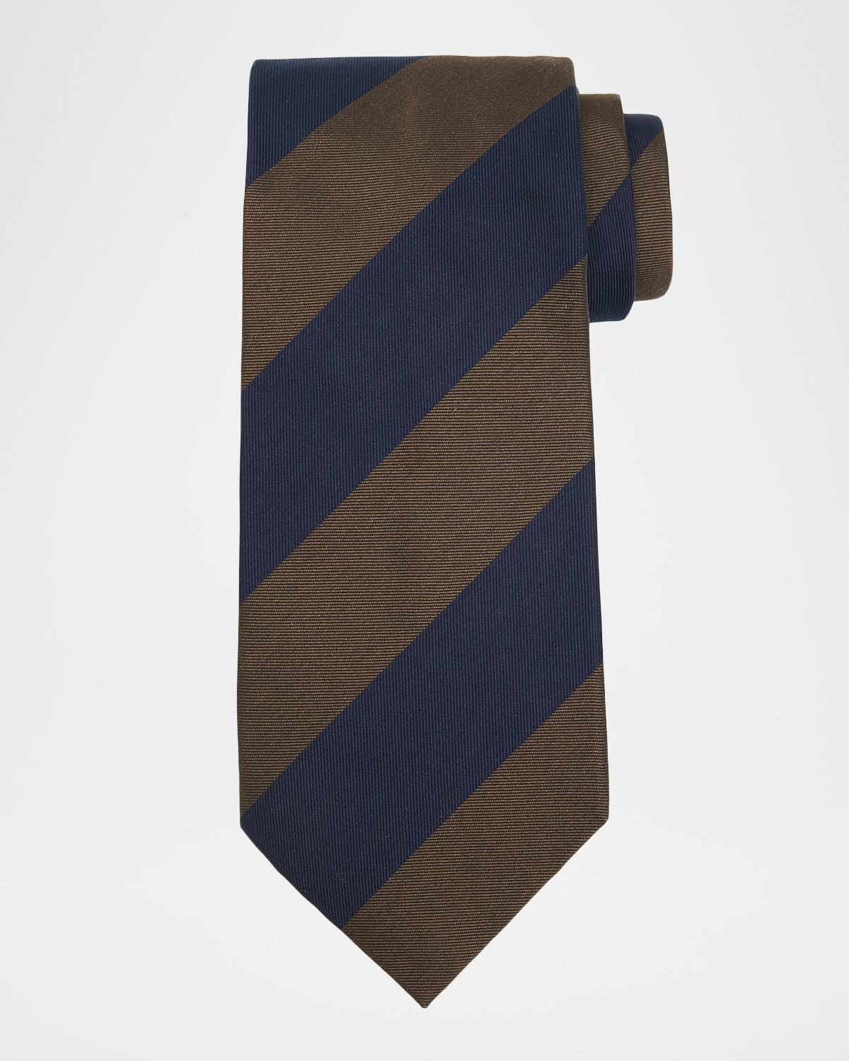 dunhill Men's Silk Wide Stripe Mulberry Silk Tie