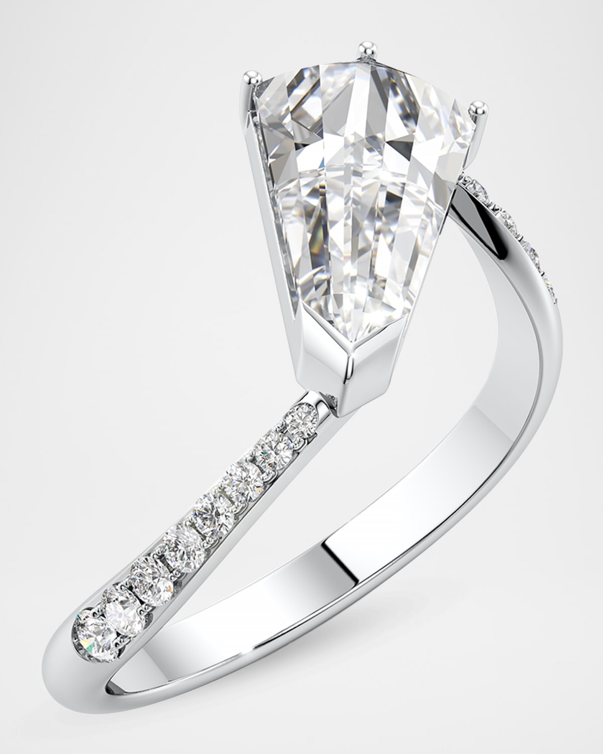 Unsaid Phoenix Lab-Grown Diamond Solitaire Slant Ring in 18K White Gold