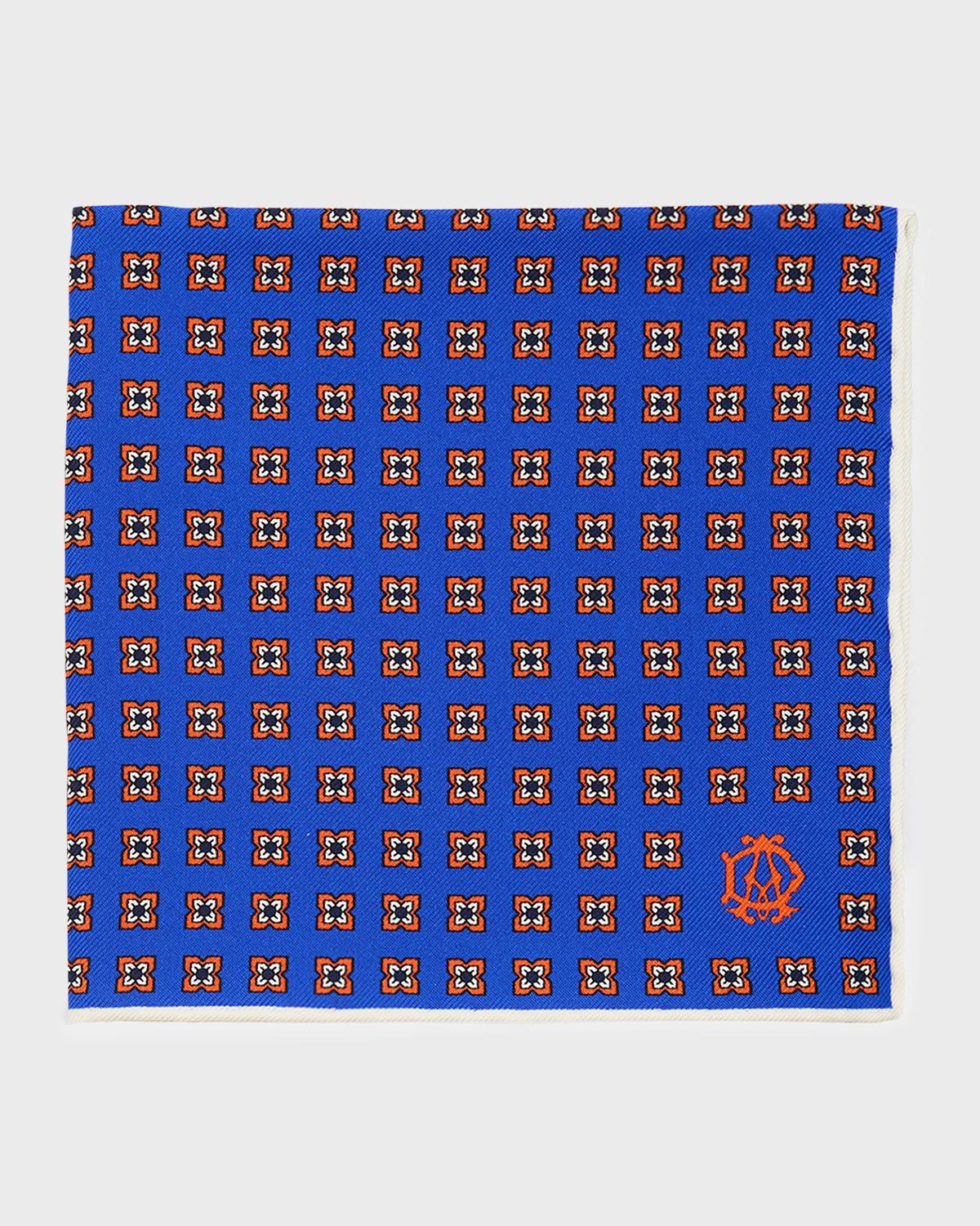 dunhill Men's Mulberry Silk Medallion Pocket Square