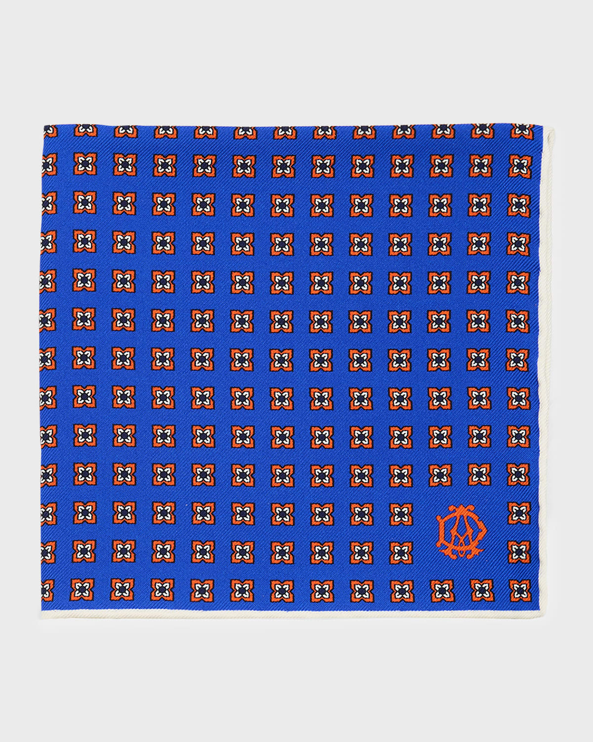 dunhill Men 's Mulberry Silk Medallion Pocket Square