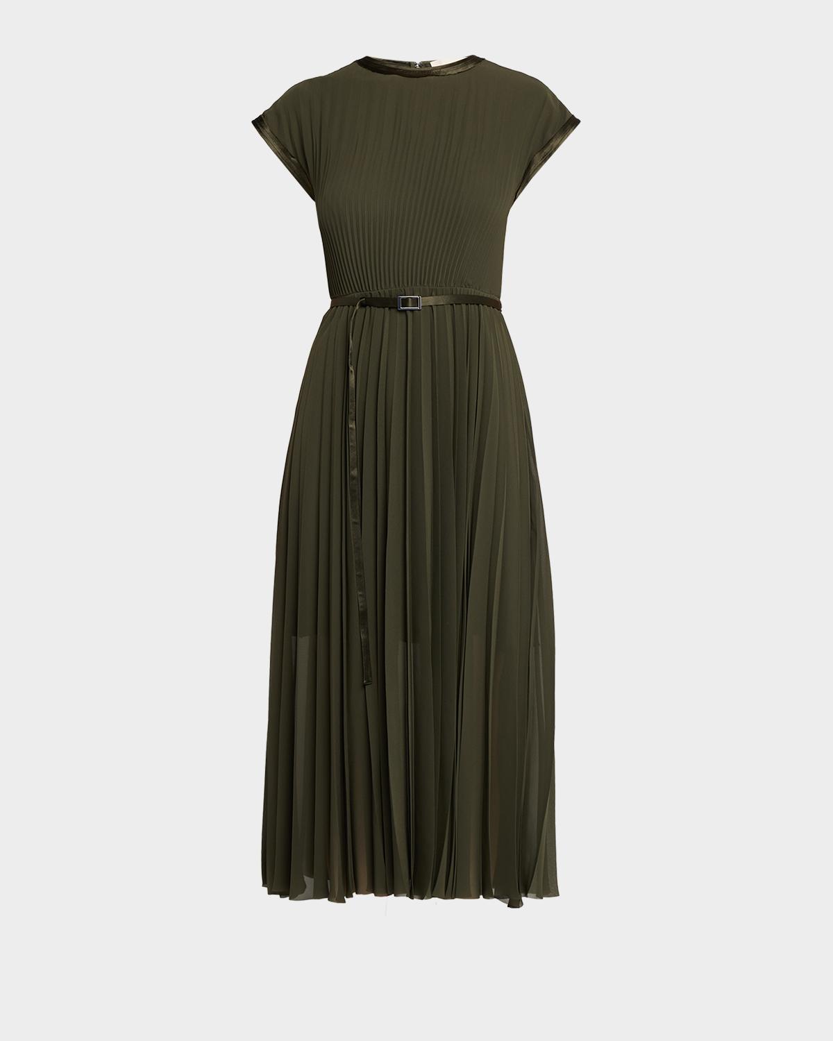 Jason Wu Collection Belted Pleated Chiffon Midi Dress