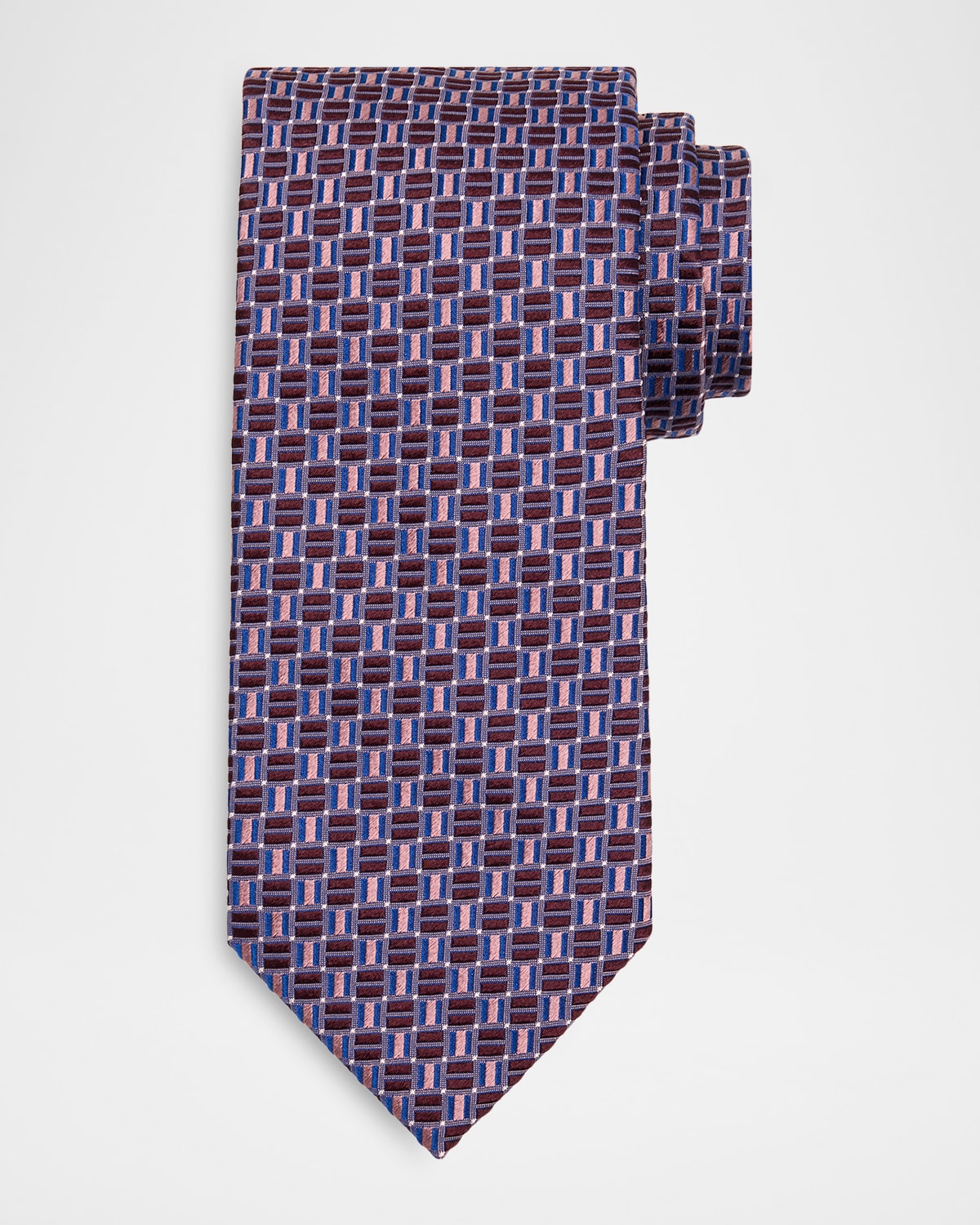 Brioni Men 's Geometric Square Jacquard Silk Tie | Thumbnail 4