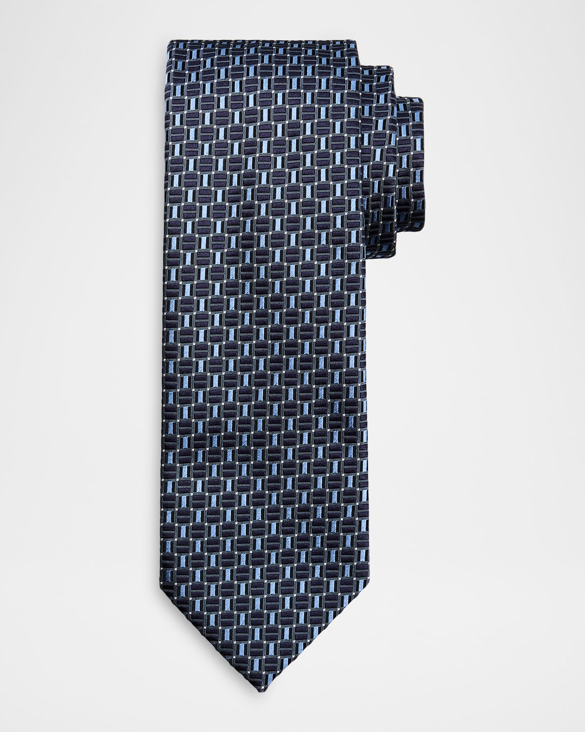 Brioni Men 's Geometric Square Jacquard Silk Tie | Thumbnail 4