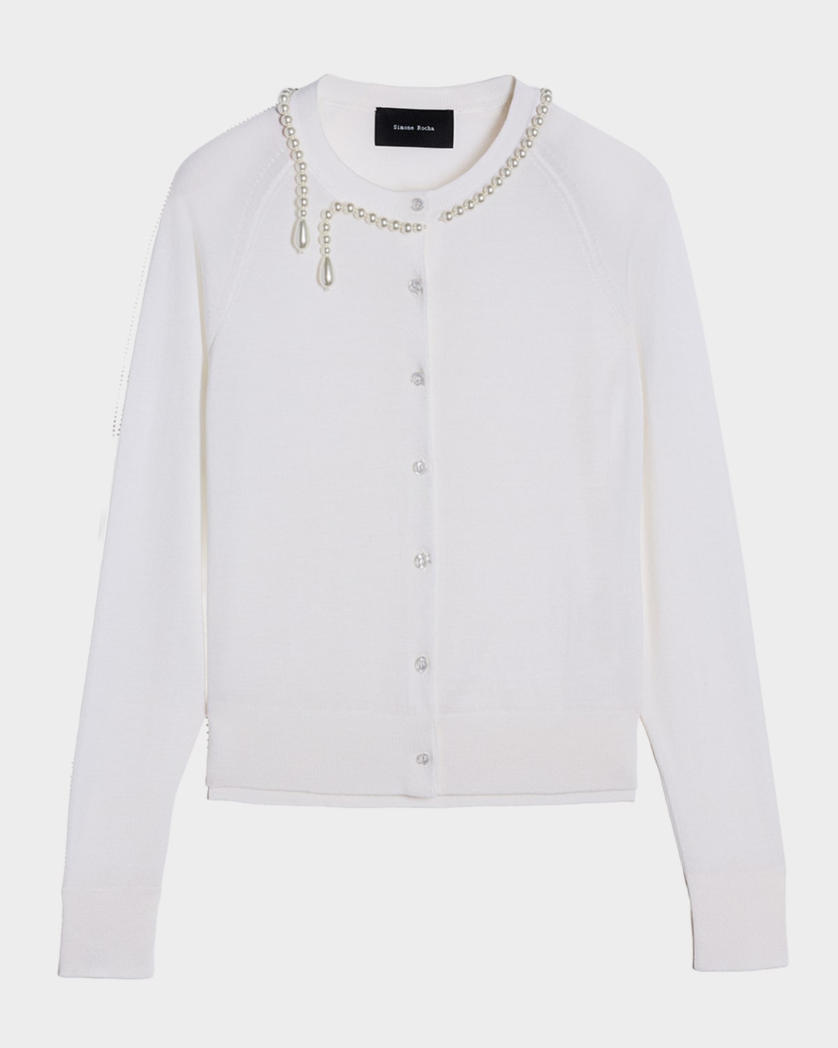 Simone Rocha Pearly Classic Merino Crewneck Cardigan
