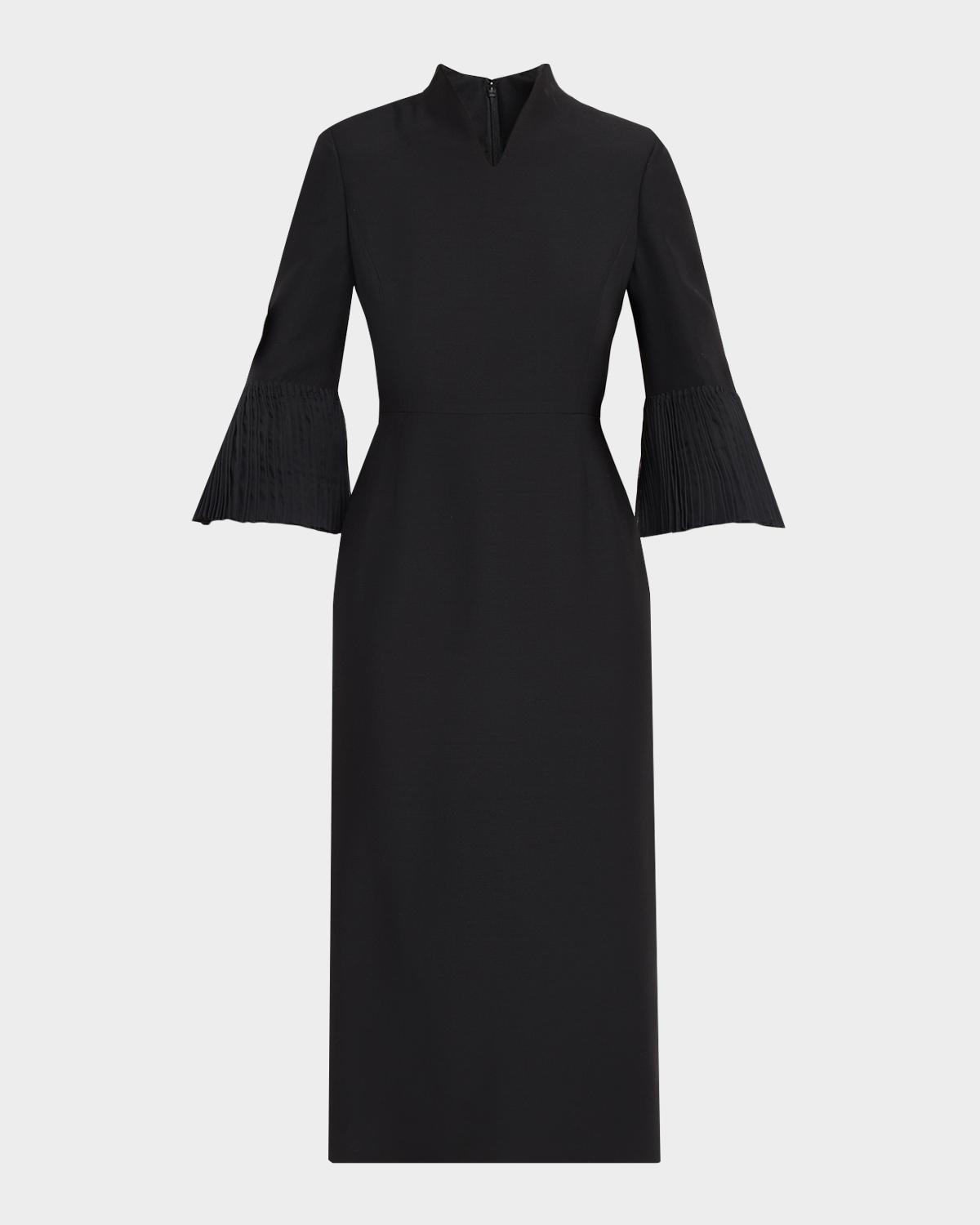 Embellished High-Collar Midi Dress