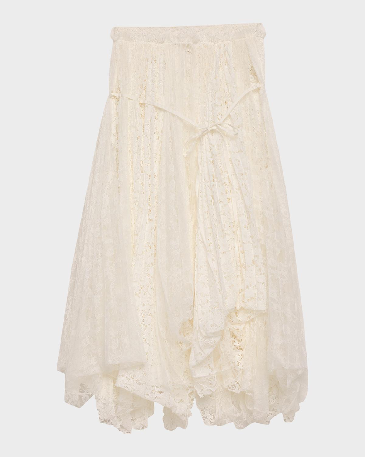 JW Anderson Mixed Lace Asymmetric Midi Skirt