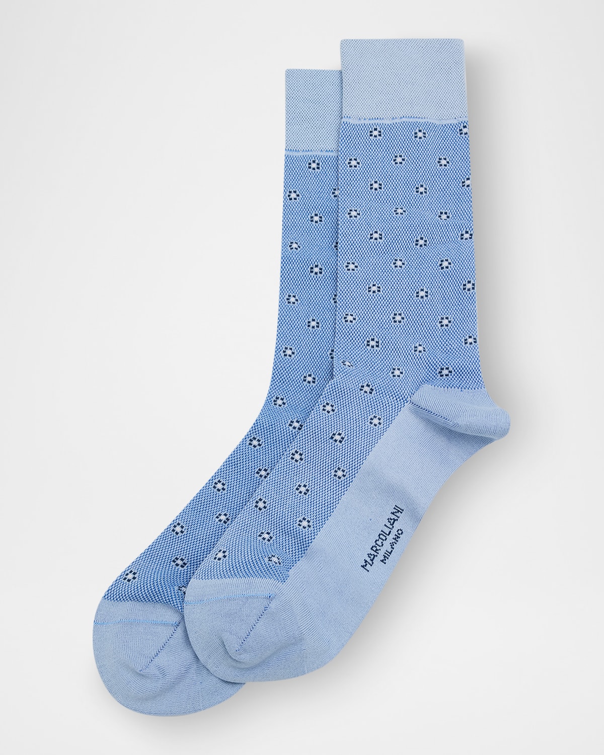 Marcoliani Men & Apos;s Micro-floral Crew Socks In Blue