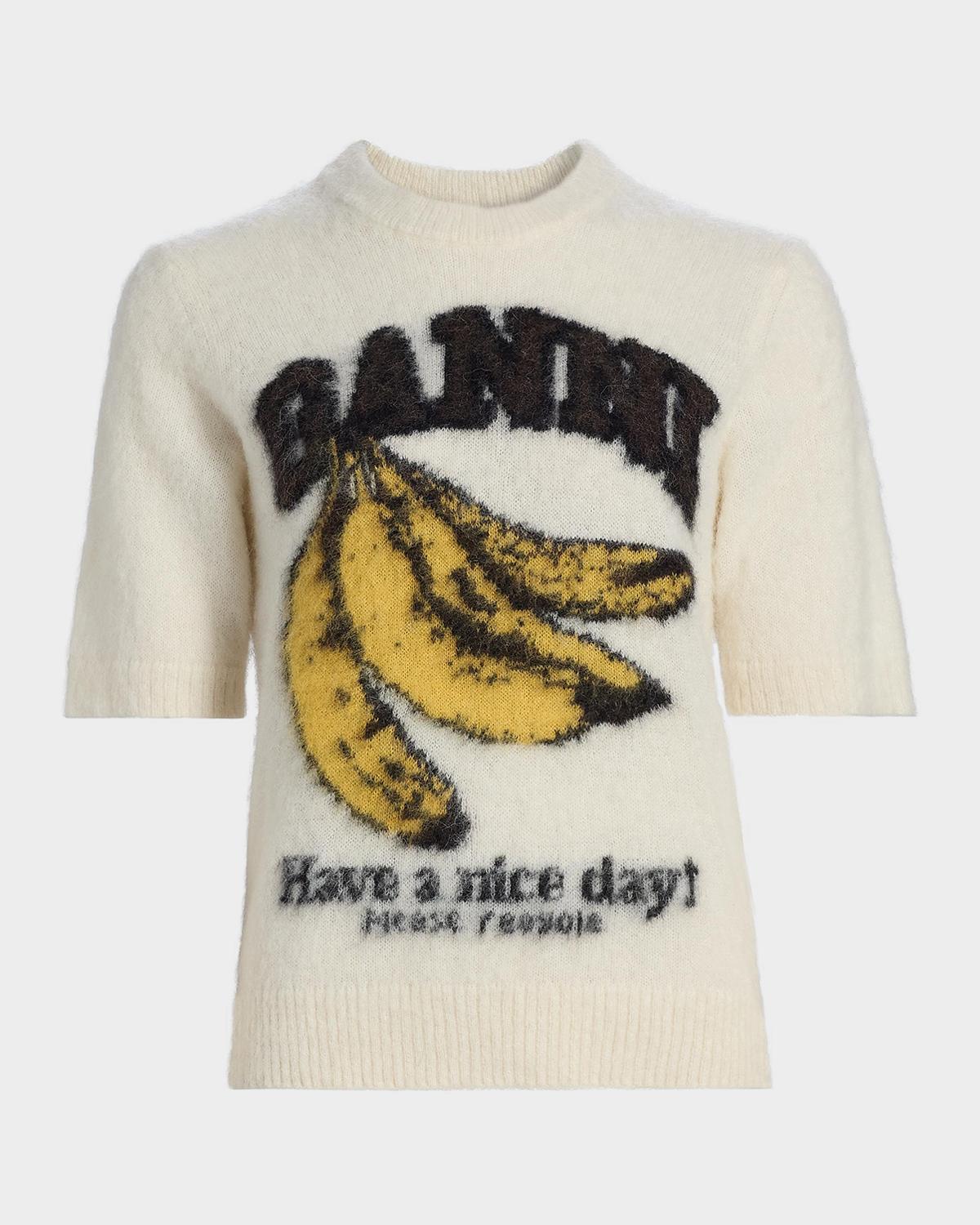Ganni Brushed Alpaca Graphic Wool Sweater