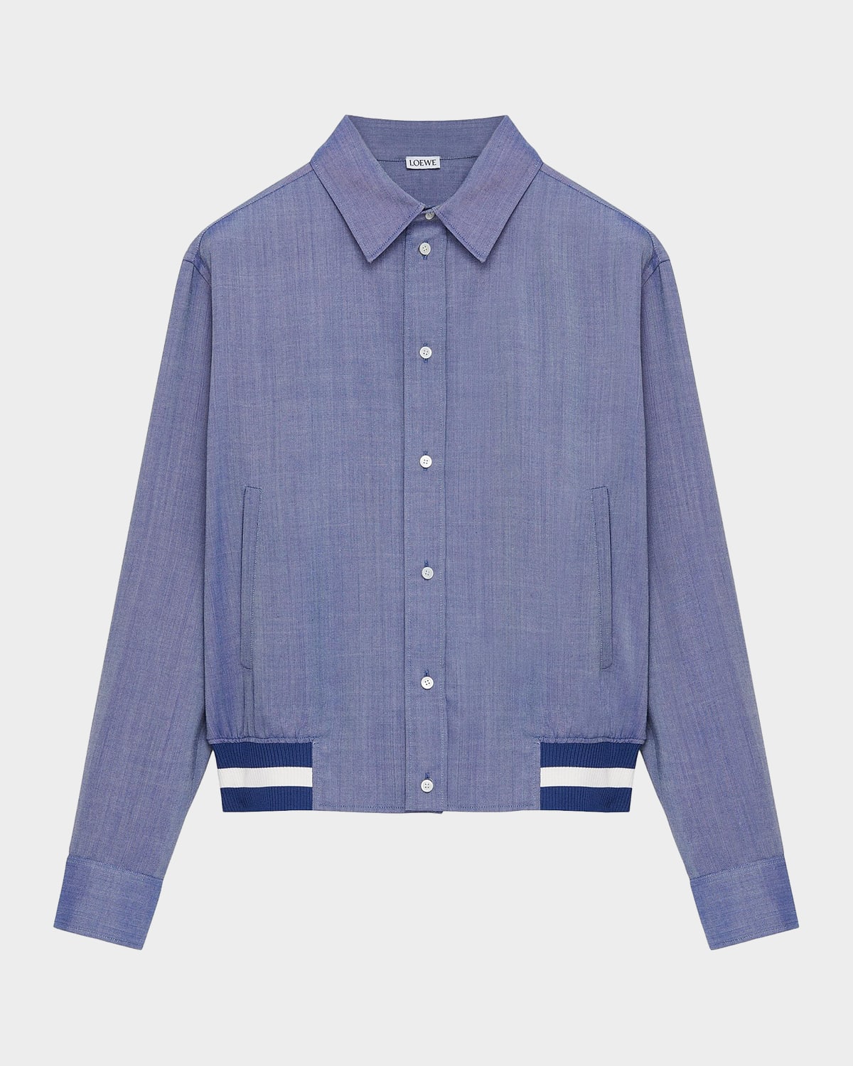 Loewe Men & Apos;s Wool-blend Striped-hem Jacket In Blue
