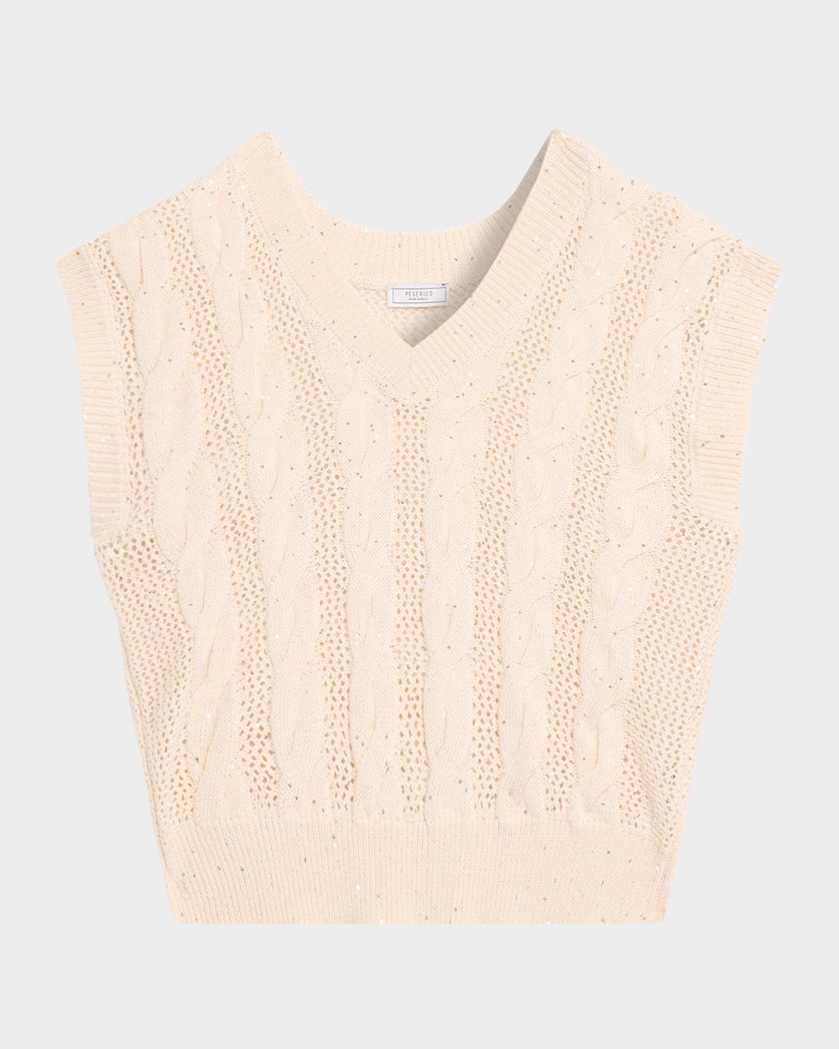Peserico Sequined Cotton Cordonnet Sweater Vest