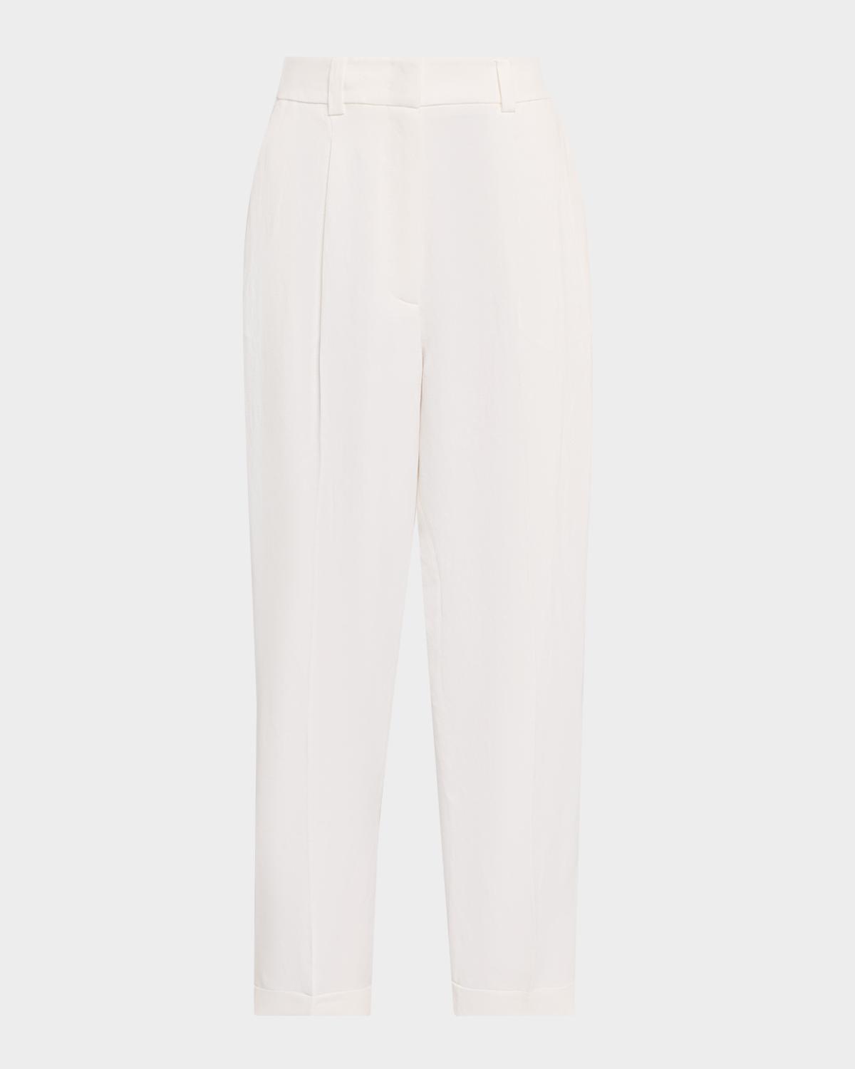 Peserico Linen-Blend Cropped Straight-Leg Pants