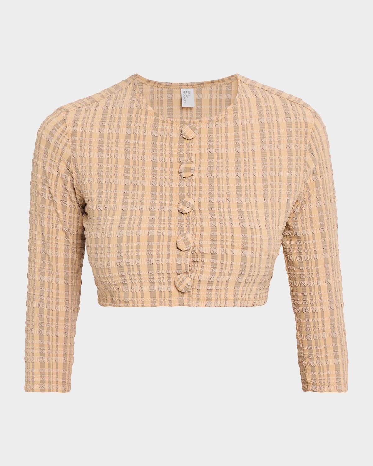 Lisa Marie Fernandez Seersucker Cropped Cardigan