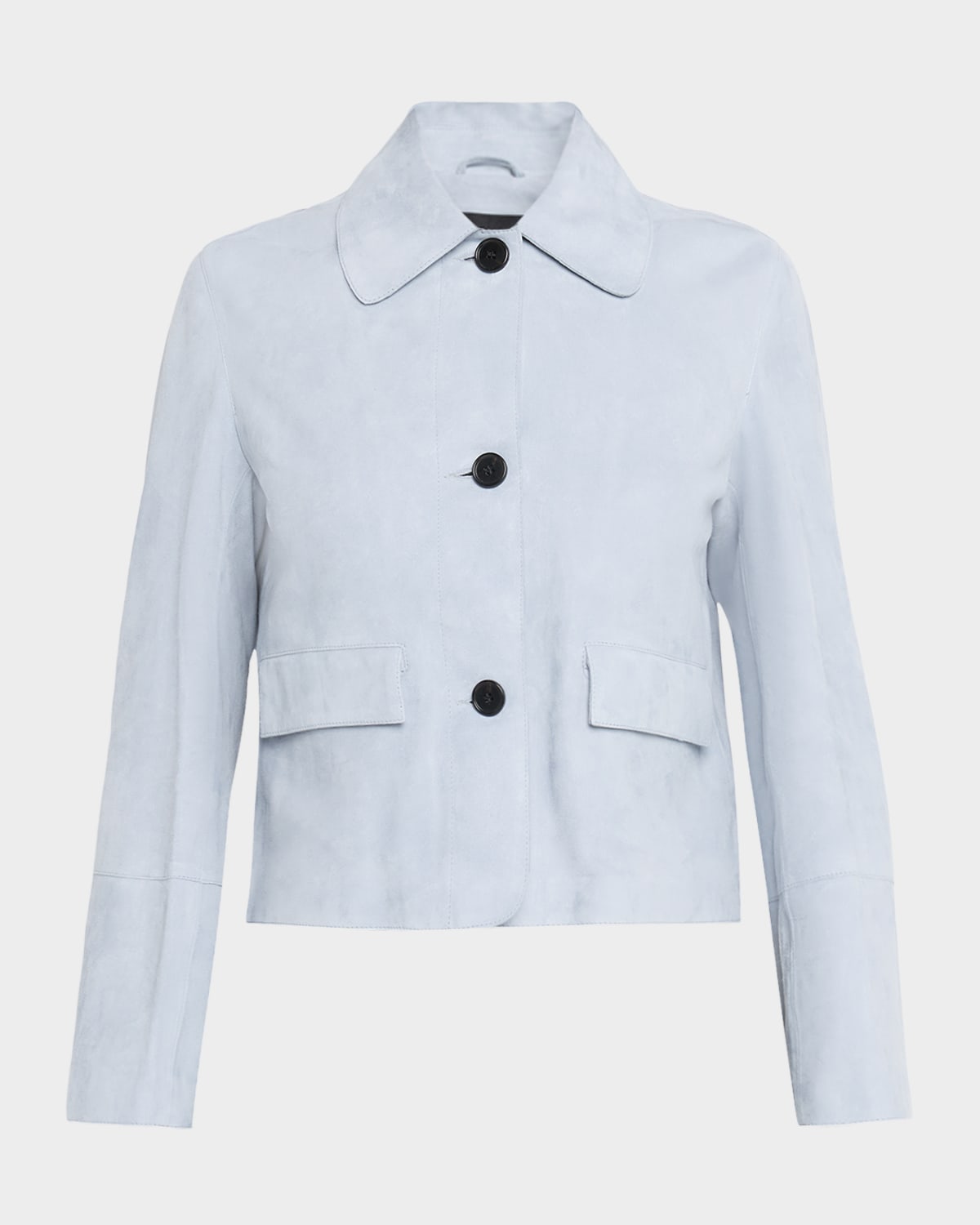 Button-Front Lambskin Suede Jacket