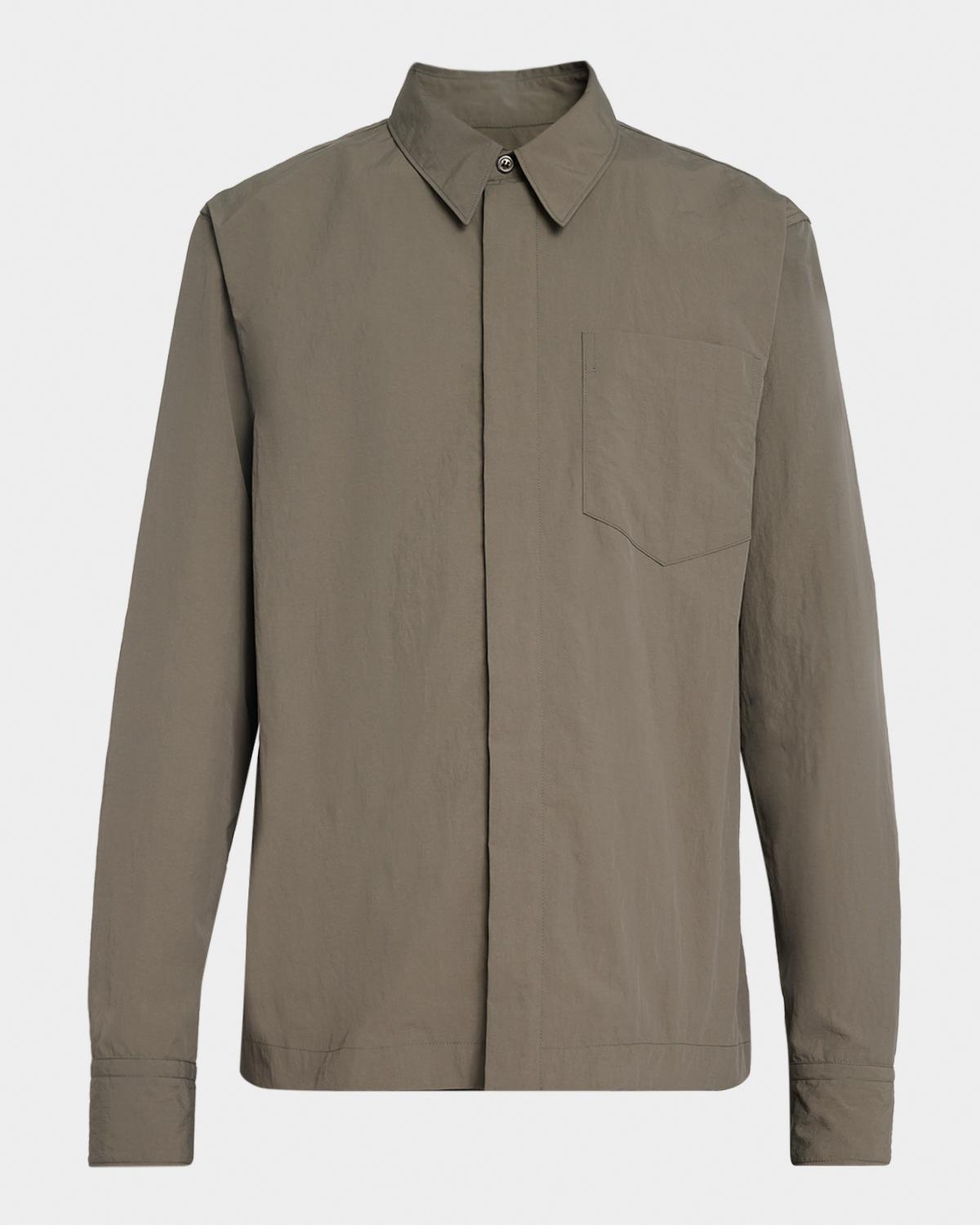 Dries Van Noten Men's Corran Nylon Concealed-Placket Shirt