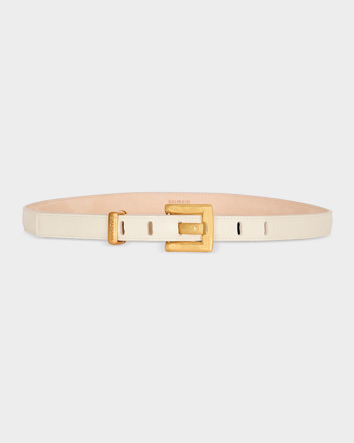 Balmain Anthem Narrow Leather Belt