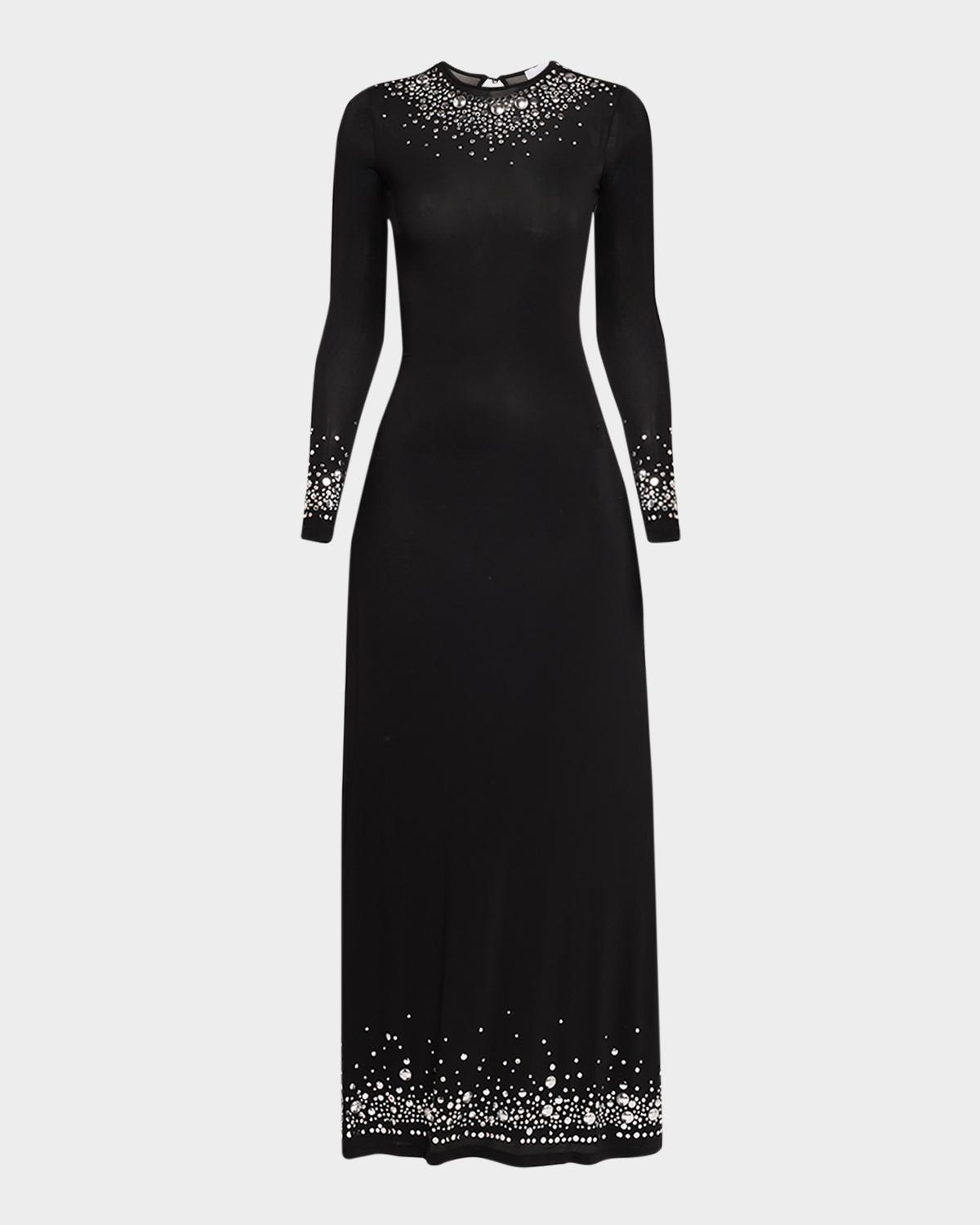 Rabanne Degrade Hotfix Jersey Long-Sleeve Maxi Dress