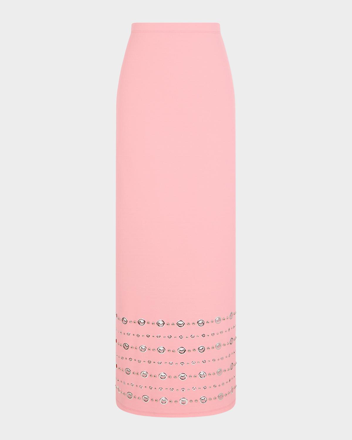 Rabanne Grommet Embellished Viscose Crepe Maxi Skirt