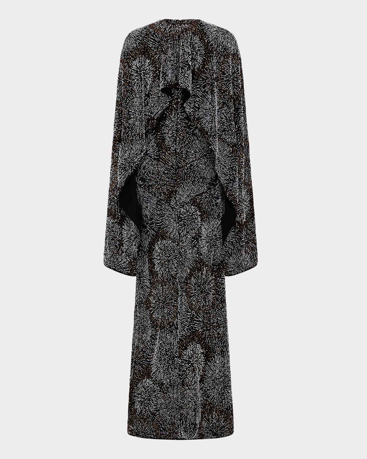 Rabanne Firework Embroidered Long-Sleeve Cape Maxi Dress